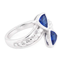 Natural Gemstone Ring Trillion Bezel Set Blue Sapphire 1 Carat Rope Style