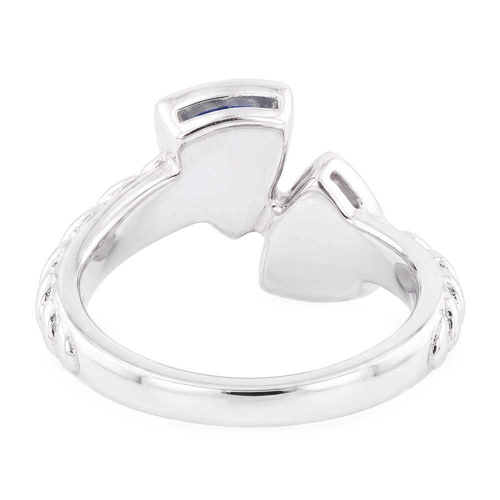 Natural Gemstone Ring Trillion Bezel Set Blue Sapphire 1 Carat Rope Style