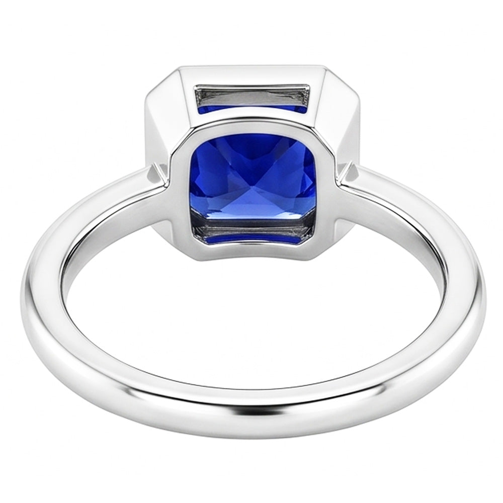 Natural Gemstone Solitaire Ring Cushion Bezel Set Blue Sapphire 1.50 Carats
