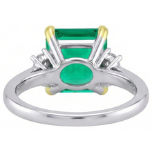 Asscher Fine Emerald ring in 14 Karat Two Tone Gold – top view
