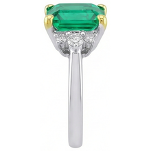 Colored Stone Ring 14 Karat Two Tone Gold with Fine Emerald – profile view