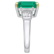 Natural Green Emerald Asscher Cut Earth Mined Diamond Ring For Women