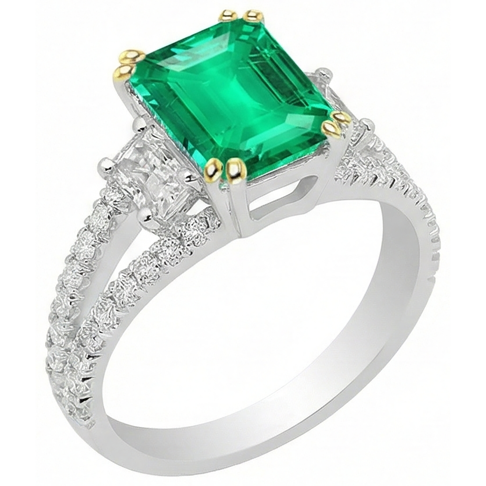 Earth-Mined Emerald Gemstone Ring – side view