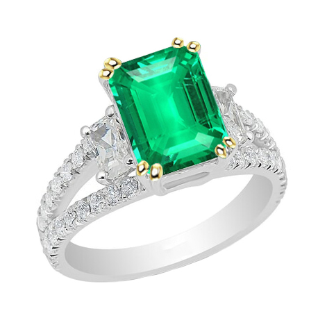 Shimmering Emerald Gemstone Ring 2 ct – main view