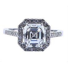 Natural Halo Asscher Cut Diamond Ring