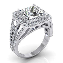 Halo Diamond Engagement Ring 6 Carats Split Shank White Gold 14K