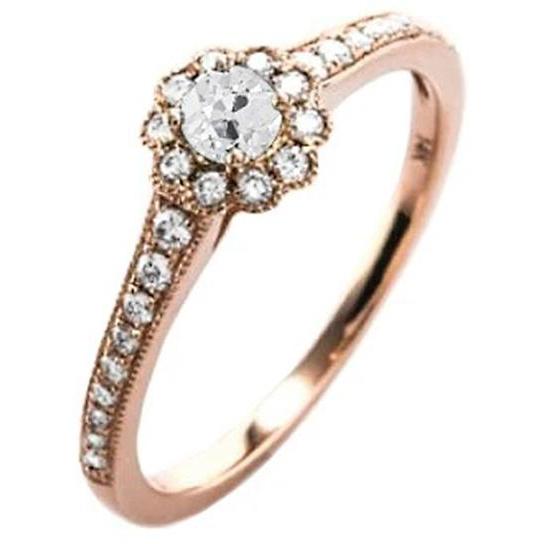 Natural Halo Diamond Ring Old Cut Flower Style Rose Gold Milgrain 2.75 Carats
