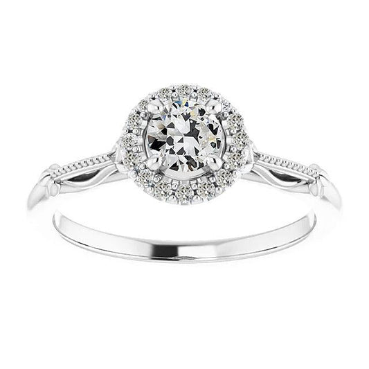 Natural Halo Ring Round Old Mine Cut Diamond Vintage Style 2.50 Carats
