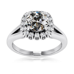 Natural Halo Round Old Miner Diamond Wedding Ring Split Shank 5.75 Carats