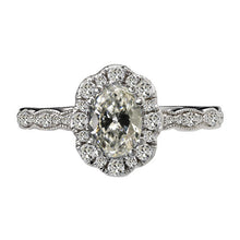 Natural Halo Round & Oval Old Mine Cut Diamond Ring Women's Jewelry 5 Carats