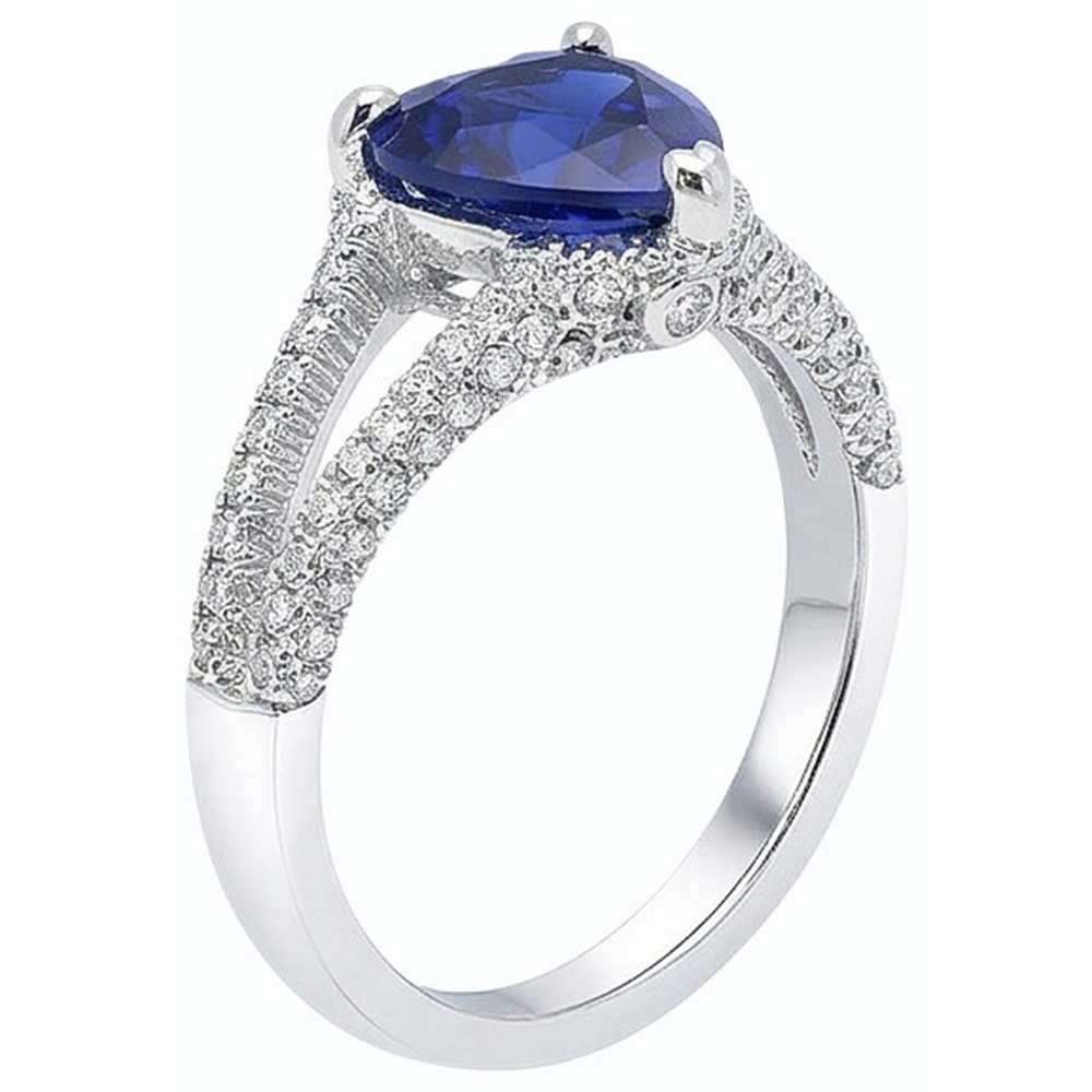 natural round sapphire 2ct ring profile view
