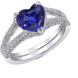Natural Heart Blue Sapphire Engagement Ring