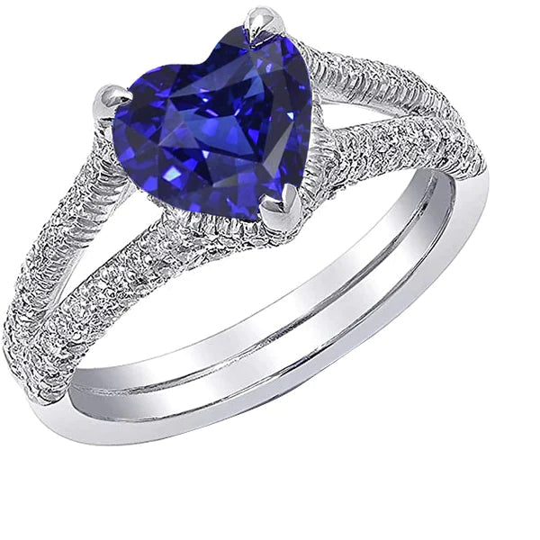 Natural Heart Blue Sapphire Engagement Ring