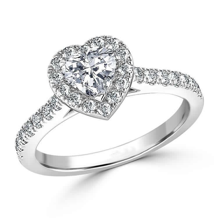 Natural Heart Shaped Diamond Halo Ring