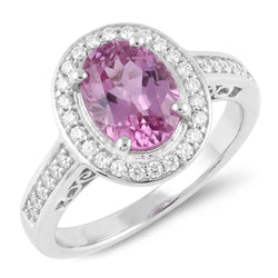 Natural Kunzite Ring 11.85ct - White Gold 14K
