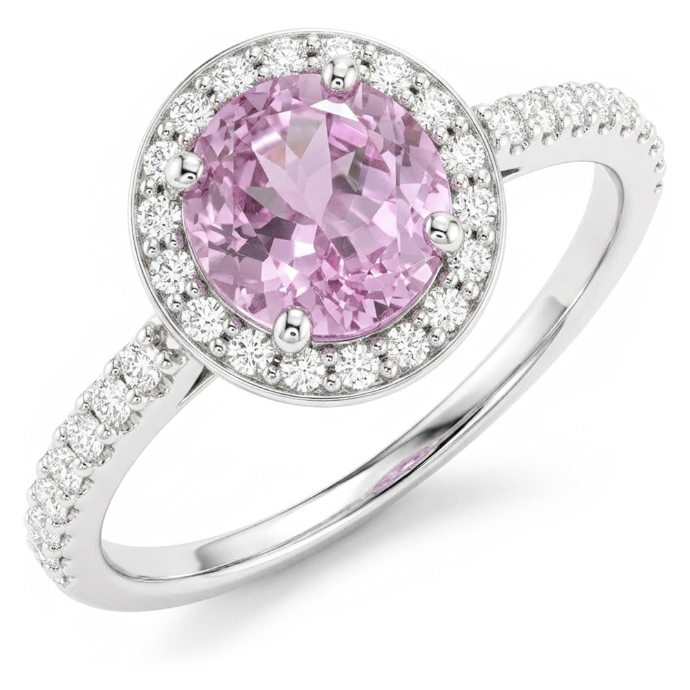 Natural Kunzite Ring 12.34ct - White Gold 14K
