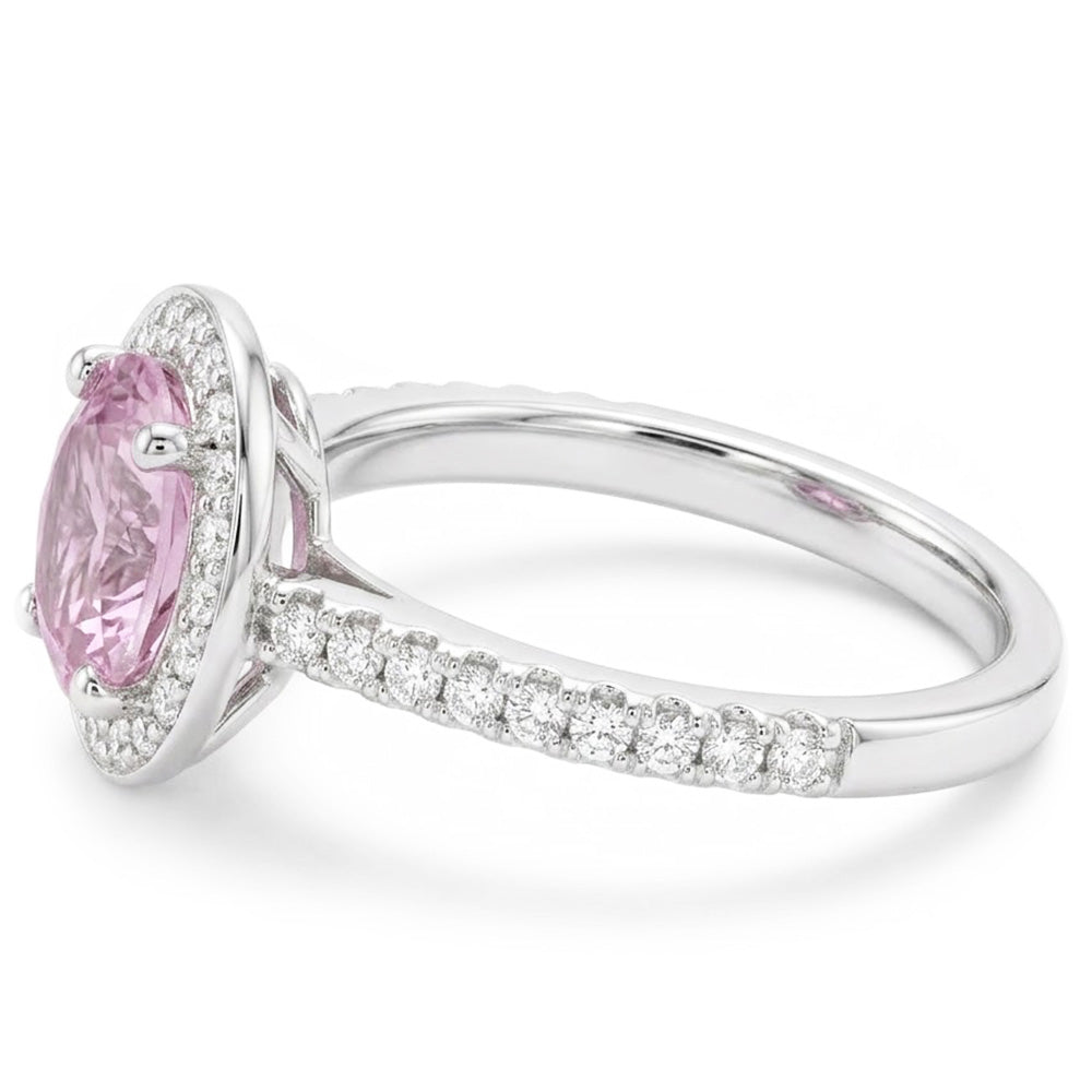 Natural Kunzite Ring 12.34ct - White Gold 14K