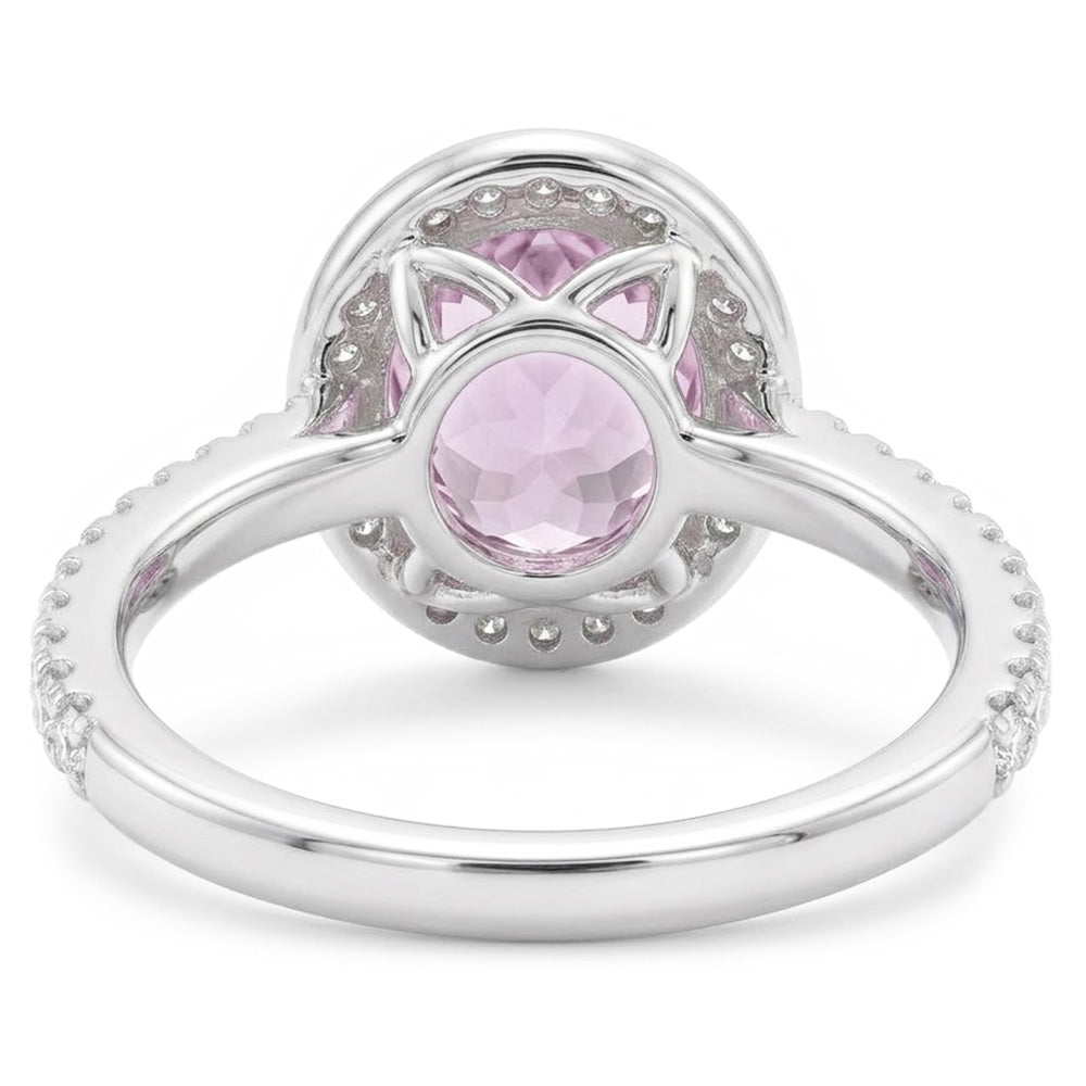 Natural Kunzite Ring 12.34ct - White Gold 14K