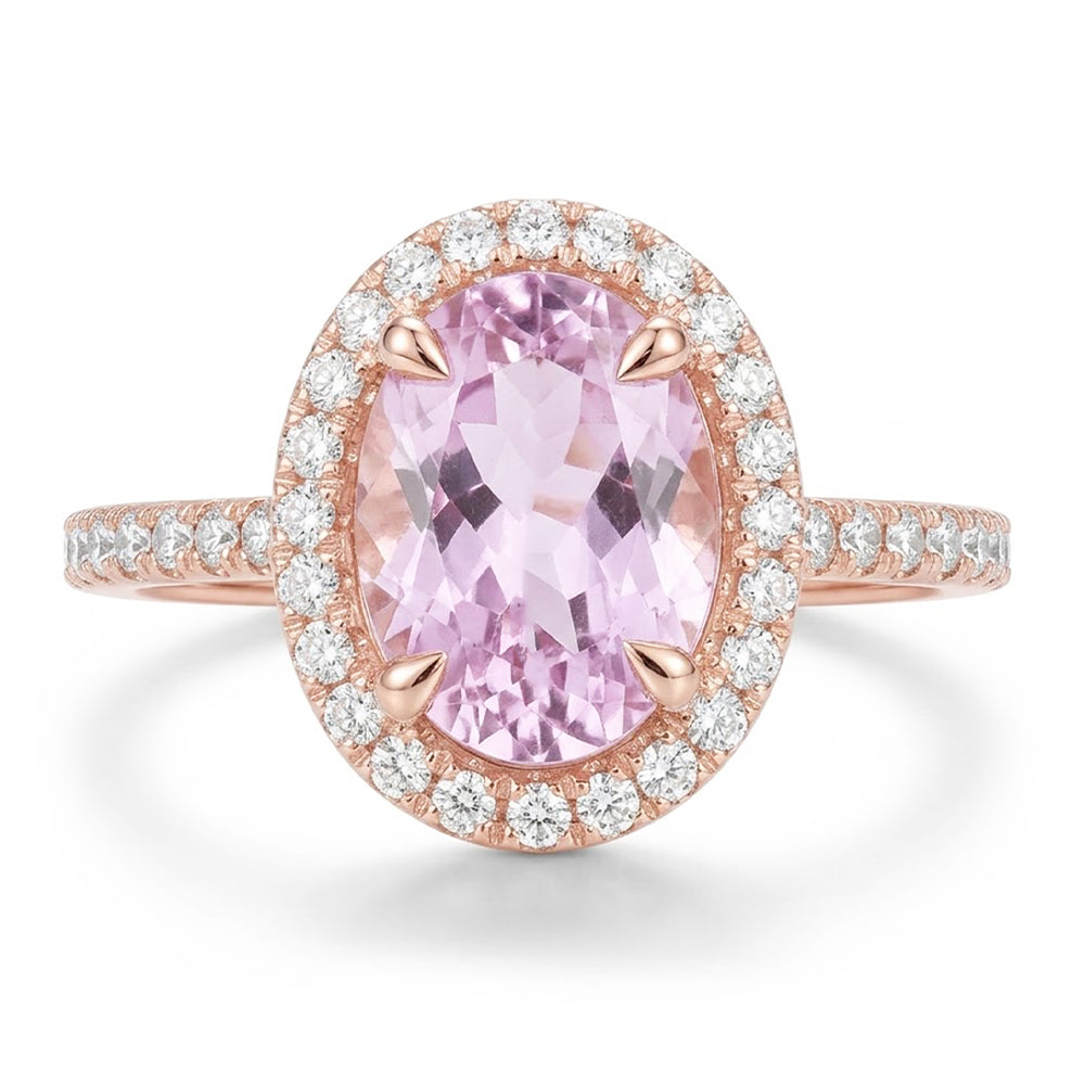 Natural Kunzite Ring 12ct - Rose Gold 14K