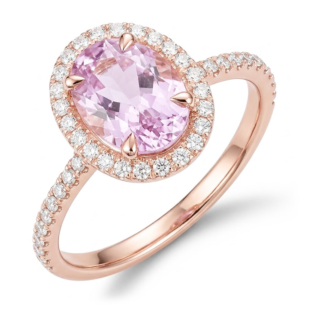 Natural Kunzite Ring 12ct - Rose Gold 14K