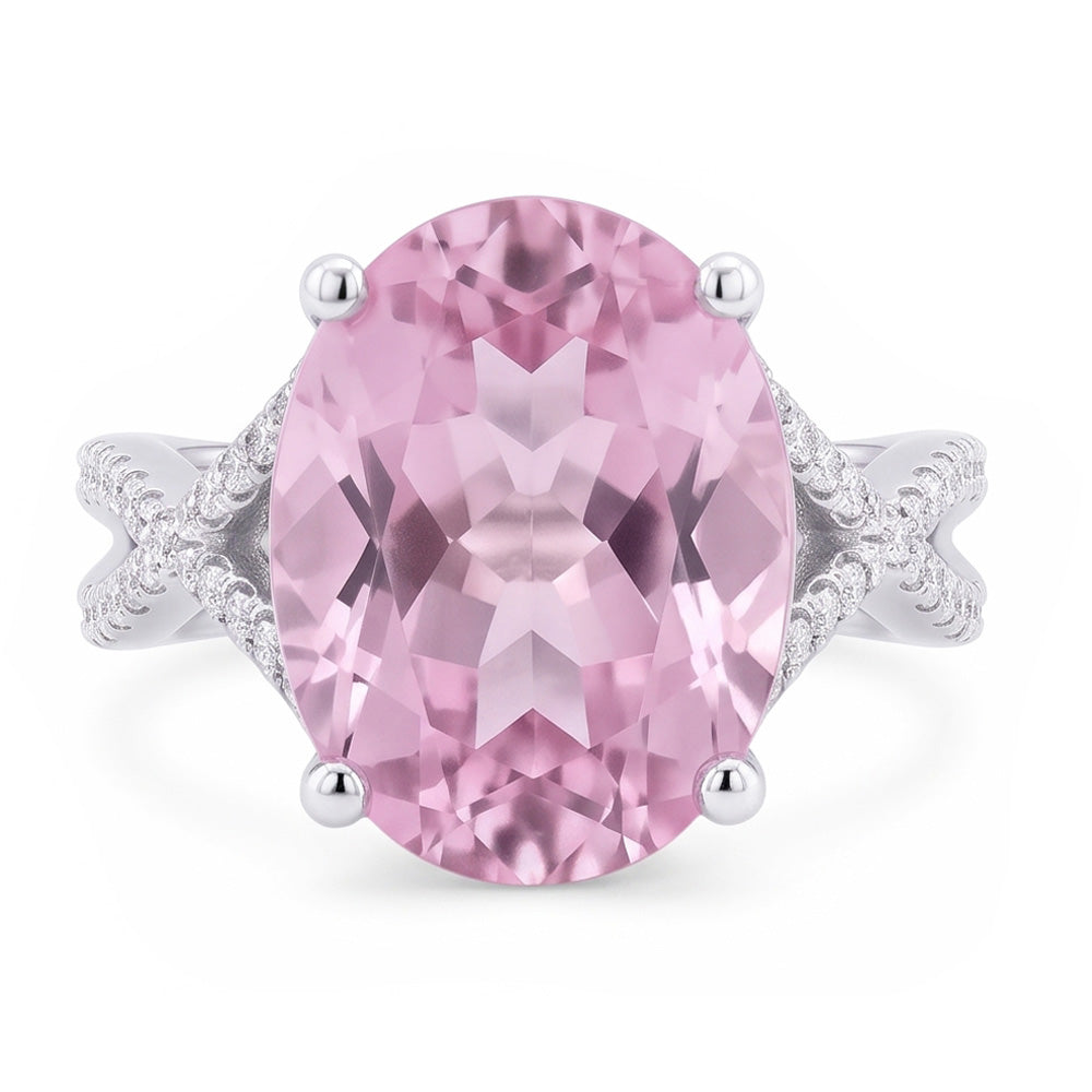 Natural Kunzite Ring 14.50ct - White Gold 14K