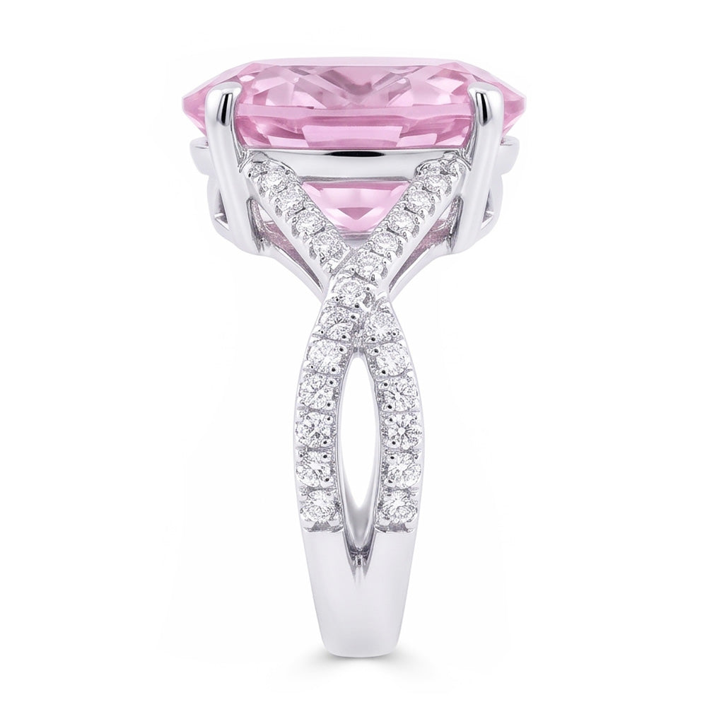Natural Kunzite Ring 14.50ct - White Gold 14K