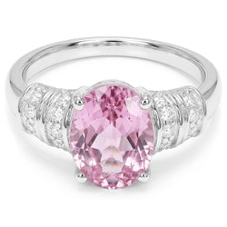 Natural Kunzite Ring 16.75ct - White Gold 14K