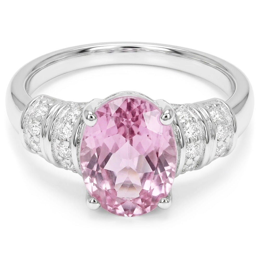Natural Kunzite Ring 16.75ct - White Gold 14K