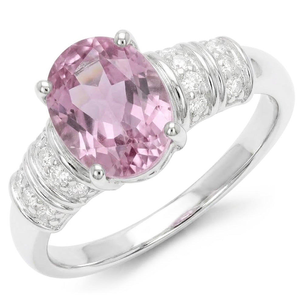 Natural Kunzite Ring 16.75ct - White Gold 14K