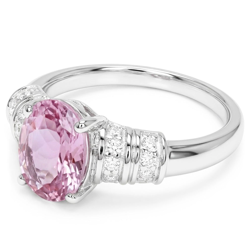 Natural Kunzite Ring 16.75ct - White Gold 14K