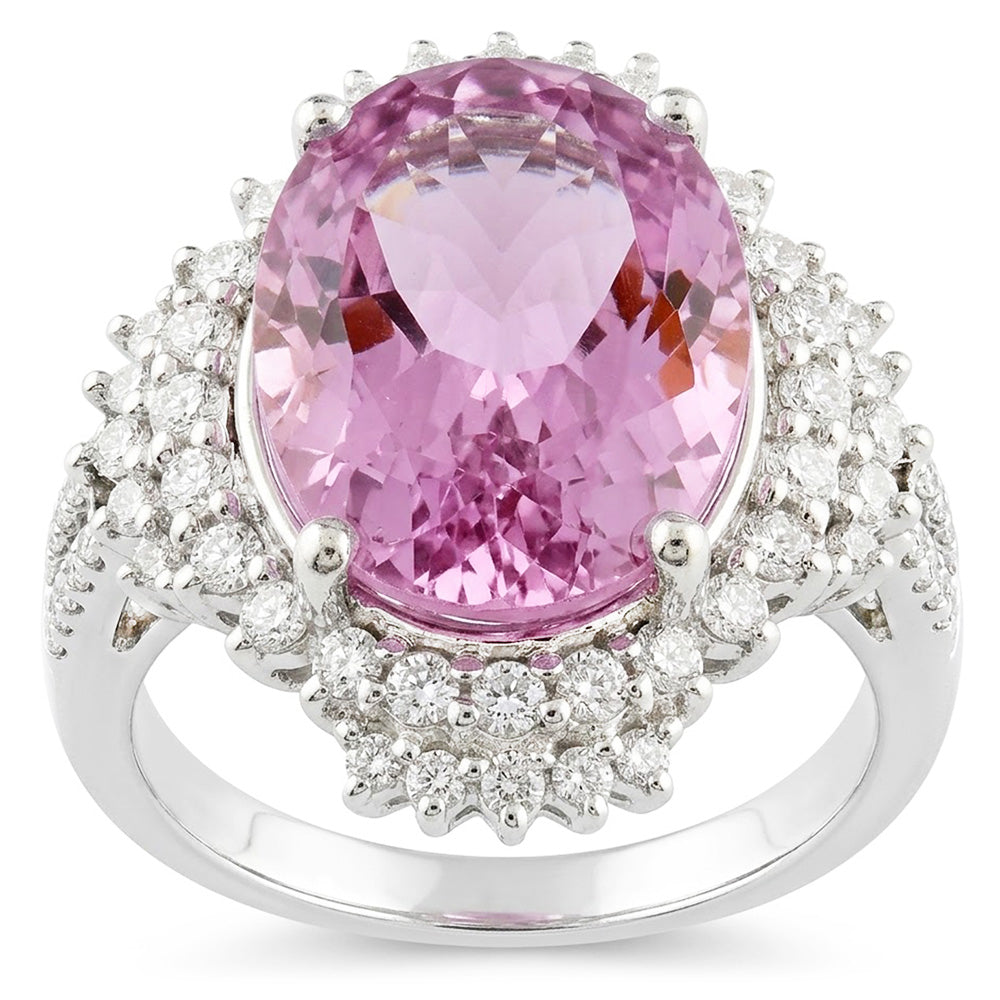Natural Kunzite Ring 18.25ct - White Gold 14K