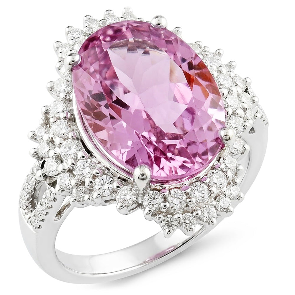 Natural Kunzite Ring 18.25ct - White Gold 14K
