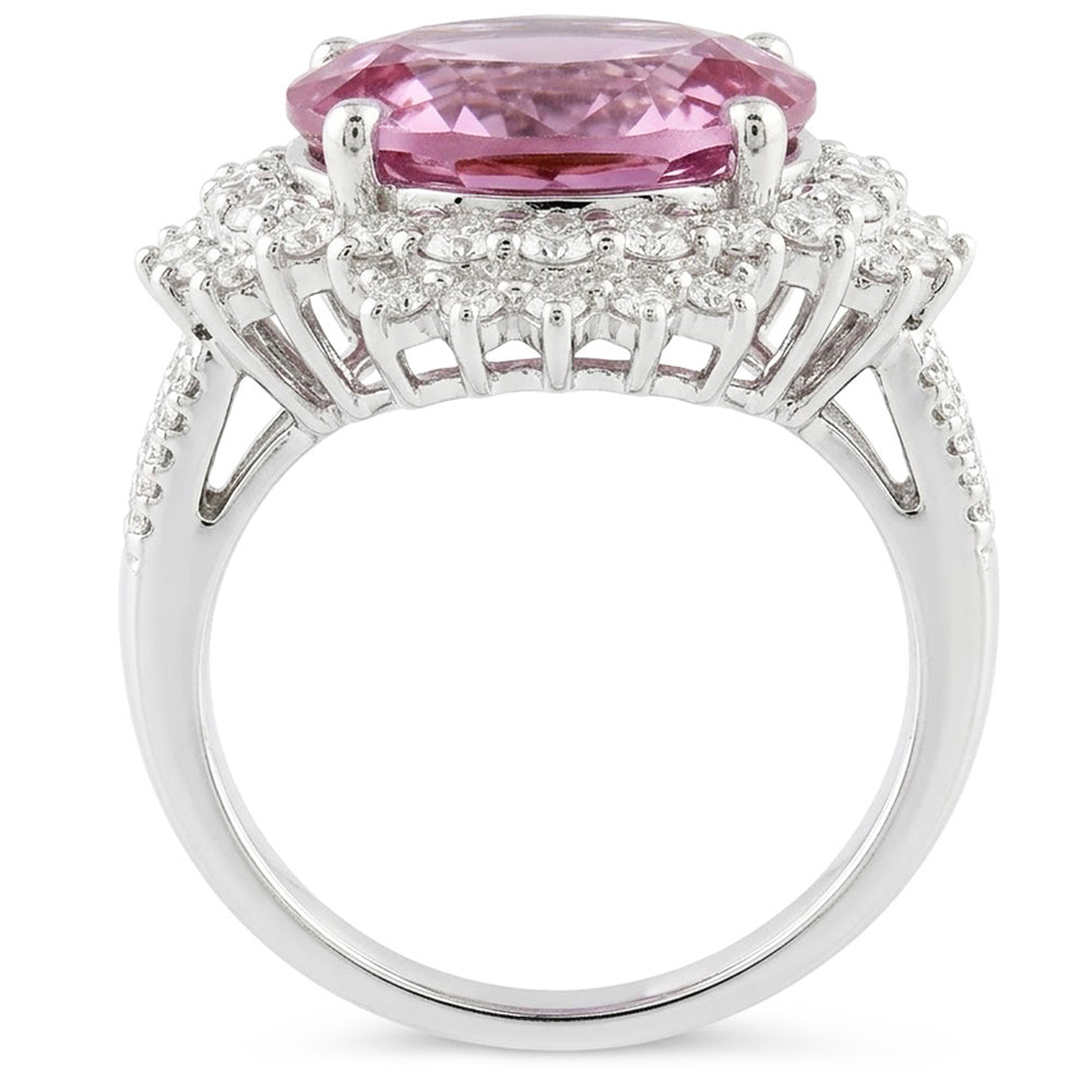 Natural Kunzite Ring 18.25ct - White Gold 14K