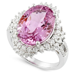 Natural Kunzite Ring 18.25ct - White Gold 14K