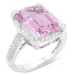Natural Kunzite Ring 21.70ct - White Gold 14K