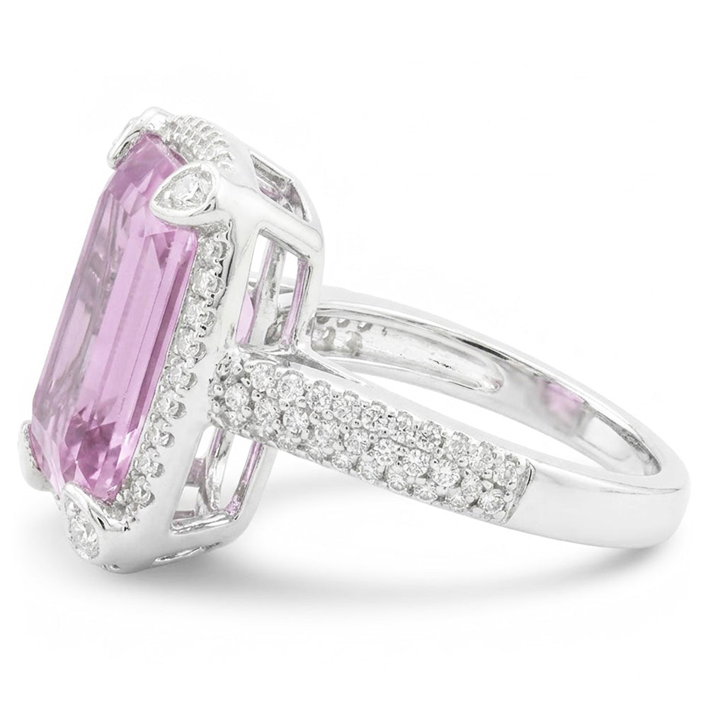 Natural Kunzite Ring 21.70ct - White Gold 14K