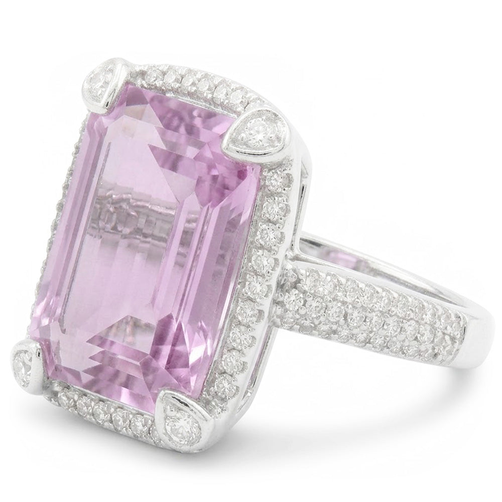 Natural Kunzite Ring 21.70ct - White Gold 14K