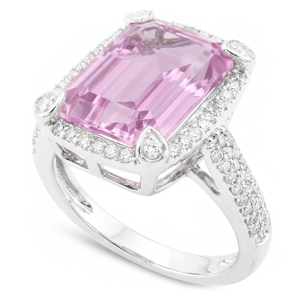 Natural Kunzite Ring 21.70ct - White Gold 14K