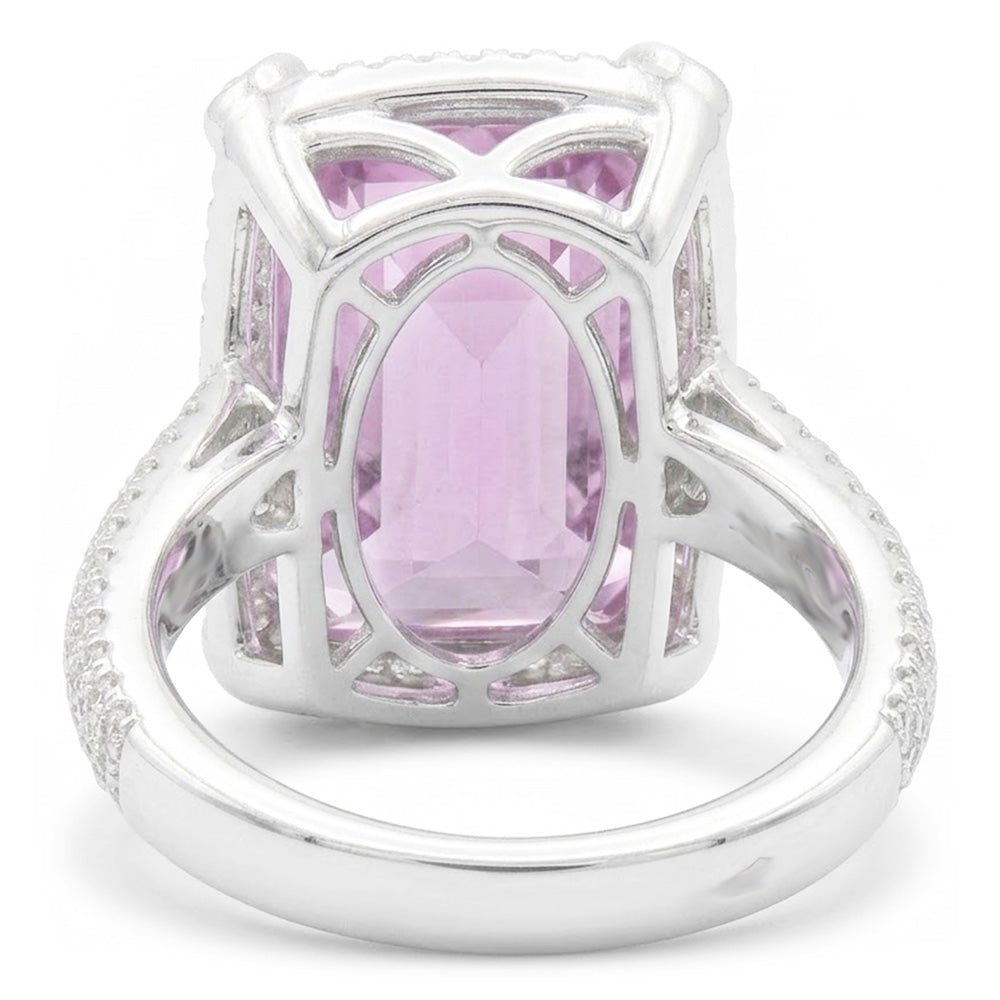 Natural Kunzite Ring 21.70ct - White Gold 14K