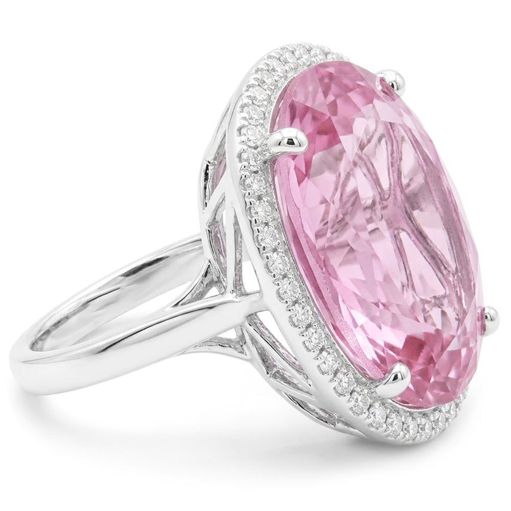 Natural Kunzite Ring 22.50ct - White Gold 14K