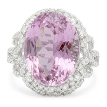 Natural Kunzite Ring 32ct - White Gold 14K