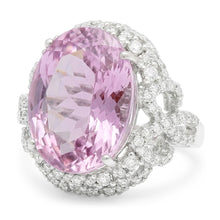 Natural Kunzite Ring 32ct - White Gold 14K