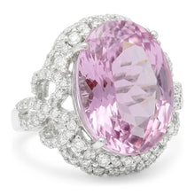 Natural Kunzite Ring 32ct - White Gold 14K