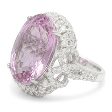 Natural Kunzite Ring 32ct - White Gold 14K