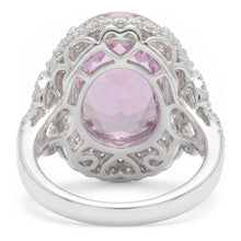 Natural Kunzite Ring 32ct - White Gold 14K