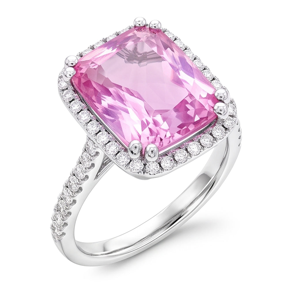 Natural Kunzite Ring 34.50ct - White Gold 14K