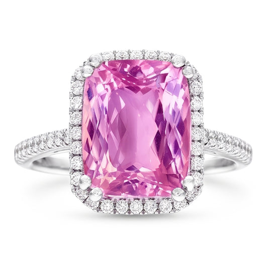 Natural Kunzite Ring 34.50ct - White Gold 14K
