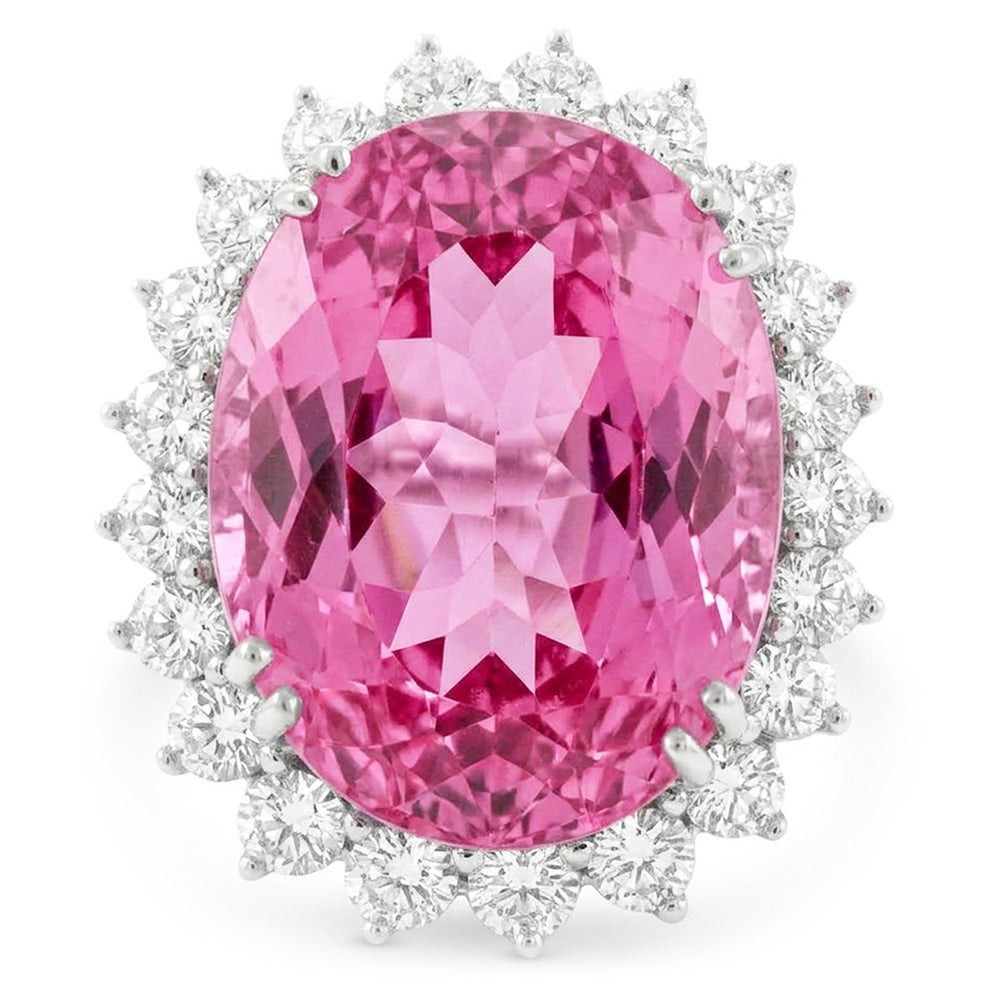 Natural Kunzite Ring 41.50ct - White Gold 14K