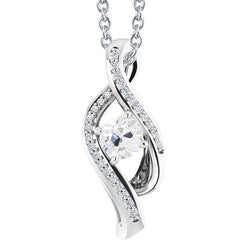 Natural Old Cut Diamond Pendant Twisted Style White Gold 14K 2.50 Carats