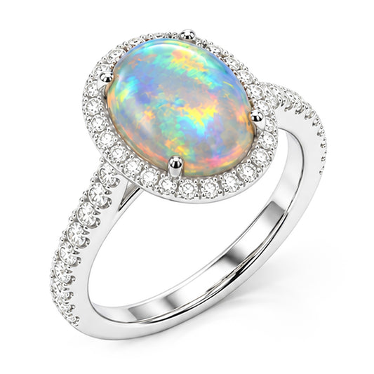 Natural Opal Ring 11.20ct - White Gold 14K
